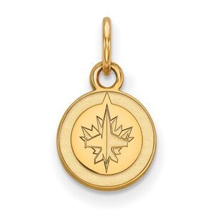 10k Yellow Gold NHL Winnipeg Jets XS (Tiny) Disc Charm or Pendant